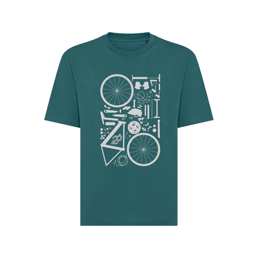 RETRO OVERSIZE MAJICA S POTISKOM DELOV KOLESA
